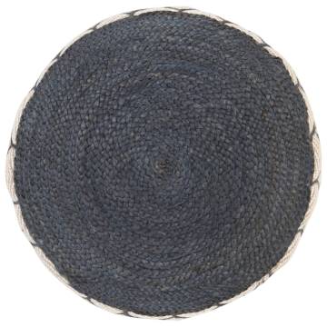 Woven Knitted Pouffe Jute Cotton 50x30 cm Blue | Hipomarket