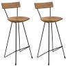 Stylish Solid Teak Wood Bar Stools - 2 Pcs Set