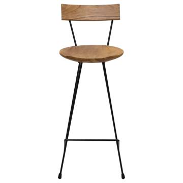 Stylish Solid Teak Wood Bar Stools - 2 Pcs Set