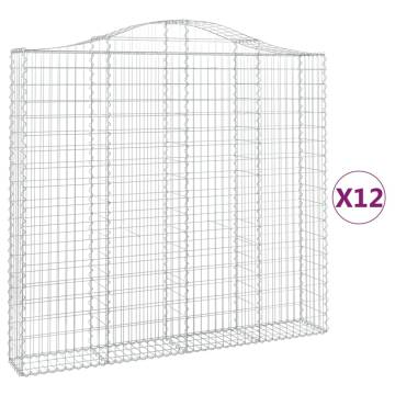 Arched Gabion Baskets 12 pcs - Durable Garden Barriers