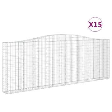 Arched Gabion Baskets - 15 pcs Galvanised Iron 400x30x140160 cm