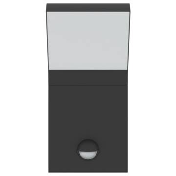 Outdoor LED Wall Light with Sensor - Black Aluminium Light