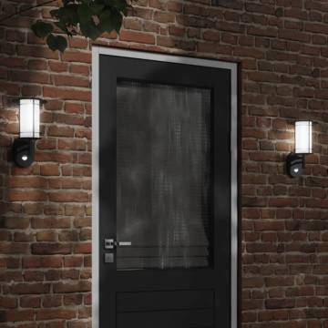 Outdoor Wall Lights with Sensors - 2pcs Black Stainless Steel