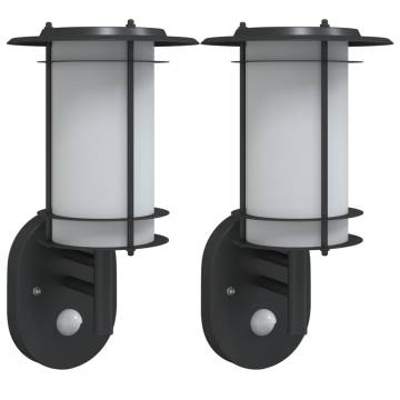 Outdoor Wall Lights with Sensors - 2pcs Black Stainless Steel