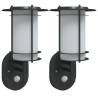 Outdoor Wall Lights with Sensors - 2pcs Black Stainless Steel