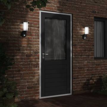 Outdoor Wall Lights with Sensors - 2pcs Black Stainless Steel