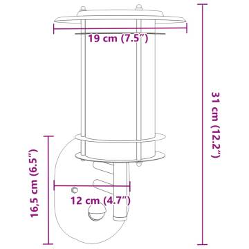 Outdoor Wall Lights with Sensors - 2pcs Black Stainless Steel