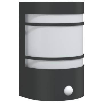 Outdoor Wall Light with Sensor - Black Stainless Steel