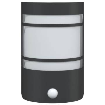 Outdoor Wall Light with Sensor - Black Stainless Steel