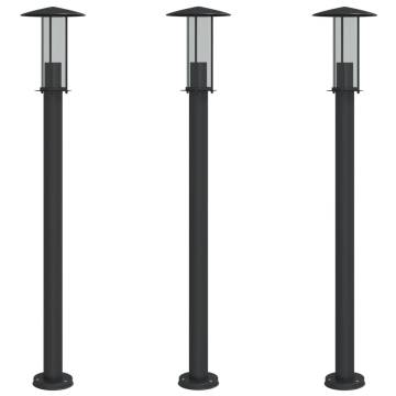 Outdoor Floor Lamps 3pcs Black Stainless Steel - IP44 Weatherproof