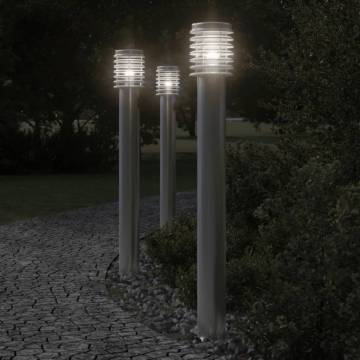 Outdoor Floor Lamp with Outlet - 110cm Stainless Steel