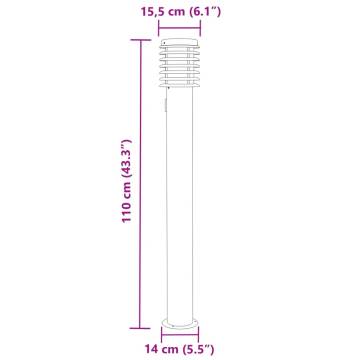 Outdoor Floor Lamp with Outlet - 110cm Stainless Steel