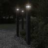 Outdoor Floor Lamps with Sensors - 3pcs Black Aluminium