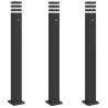 Outdoor Floor Lamps with Sensors - 3pcs Black Aluminium