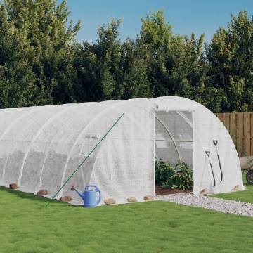 White Steel Frame Greenhouse 96 m² | Durable, Spacious, Efficient