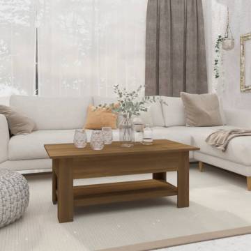 Stylish Brown Oak Coffee Table - Engineered Wood | Hipo Market