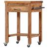 Vintage Solid Acacia Wood Kitchen Trolley - 58x58x89 cm