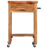 Vintage Solid Acacia Wood Kitchen Trolley - 58x58x89 cm