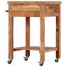 Vintage Solid Acacia Wood Kitchen Trolley - 58x58x89 cm