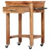 Vintage Solid Acacia Wood Kitchen Trolley - 58x58x89 cm