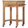 Vintage Solid Acacia Wood Kitchen Trolley - 58x58x89 cm