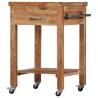 Vintage Solid Acacia Wood Kitchen Trolley - 58x58x89 cm