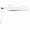 Manual Retractable Awning with LED - 400x300 cm Cream