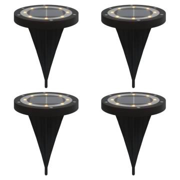 Solar Ground Lights with Spikes - 4 pcs Warm White Outdoor