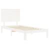 White Bed Frame with Headboard 90x200 cm - Solid Pine Wood