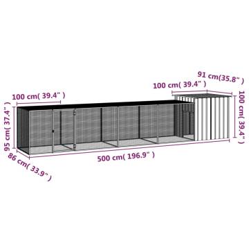 Galvanised Steel Chicken Cage - 500x91x100 cm - Grey