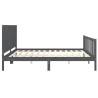 Grey Bed Frame with Headboard 200x200 cm | Solid Wood