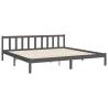 Grey Bed Frame with Headboard 200x200 cm | Solid Wood