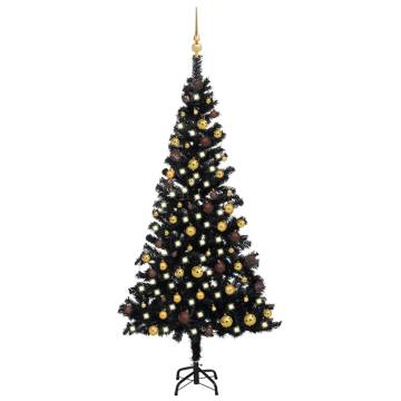 Artificial Pre-lit Black Christmas Tree 180cm with Ball Set