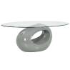 Elegant High Gloss Grey Oval Glass Top Coffee Table