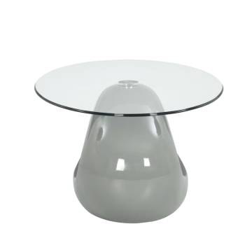 Elegant High Gloss Grey Oval Glass Top Coffee Table