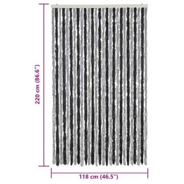 Fly Curtain Grey & Black 118x220 cm - Chenille Insect Defense