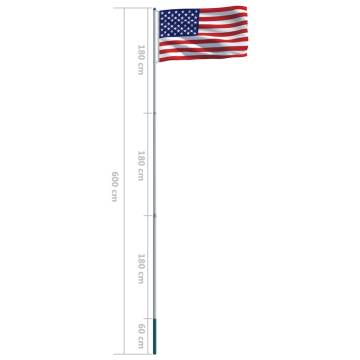 US Flag and Pole Aluminium 6m - Show Your Patriotism