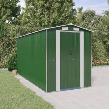 Durable Green Garden Shed - Galvanised Steel 192x440 cm