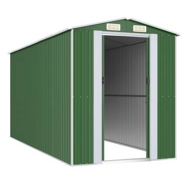 Durable Green Garden Shed - Galvanised Steel 192x440 cm