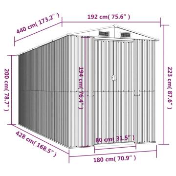 Durable Green Garden Shed - Galvanised Steel 192x440 cm