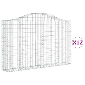 Arched Gabion Baskets - 12 pcs Galvanised Iron | HipoMarket