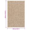 Rug ZIZUR 240x340 cm - Stylish Jute Look for Indoors & Outdoors