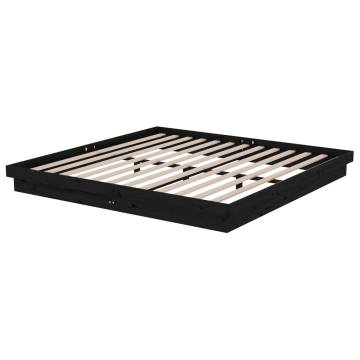 Black Solid Wood Pine Bed Frame 200x200 cm | Hipo Market