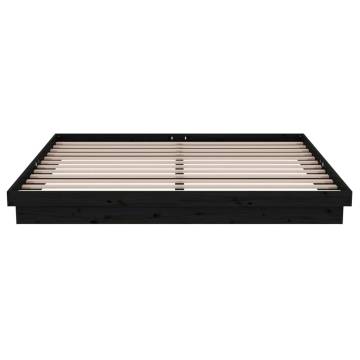 Black Solid Wood Pine Bed Frame 200x200 cm | Hipo Market