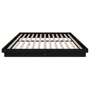 Black Solid Wood Pine Bed Frame 200x200 cm | Hipo Market