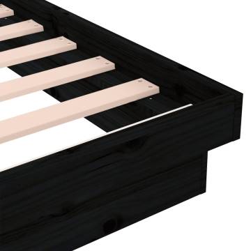 Black Solid Wood Pine Bed Frame 200x200 cm | Hipo Market