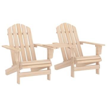 Garden Adirondack Chairs with Tea Table - Solid Fir Wood