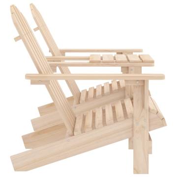 Garden Adirondack Chairs with Tea Table - Solid Fir Wood