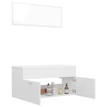 Stylish High Gloss White Bathroom Furniture Set | HipoMarket