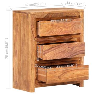 Solid Wood Acacia Drawer Cabinet | 60x33x75 cm | HipoMarket